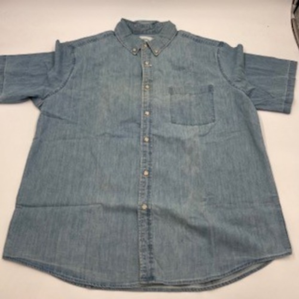 Goodfellow & Co Mens XL Tall Blue‎ Denim Short Sleeve Button Down Shirt